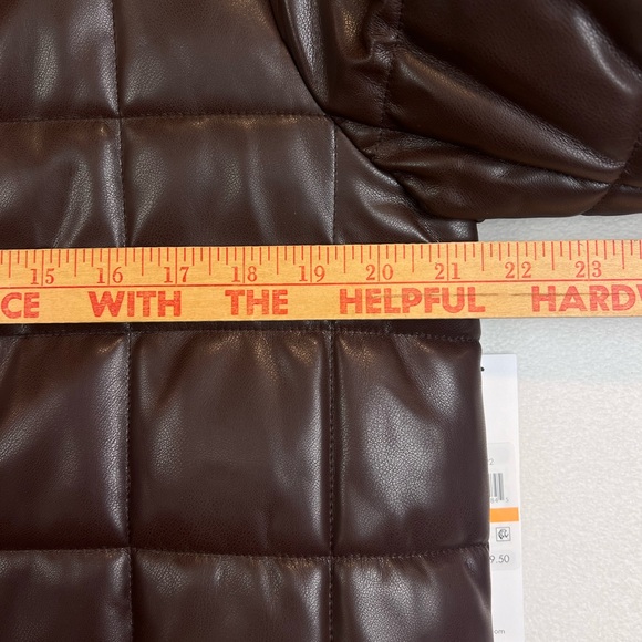 Calvin Klein Women's Collarless Long Quilted Jacket - Coffee Bean Rich Brown - Picture 9 of 12